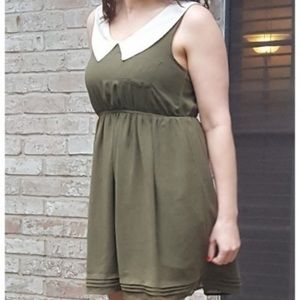 Olive green Peter Pan collar dress